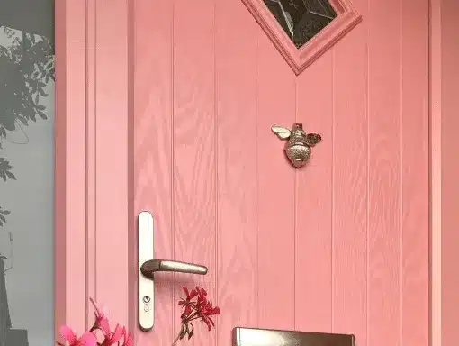 pink front door by vista panels