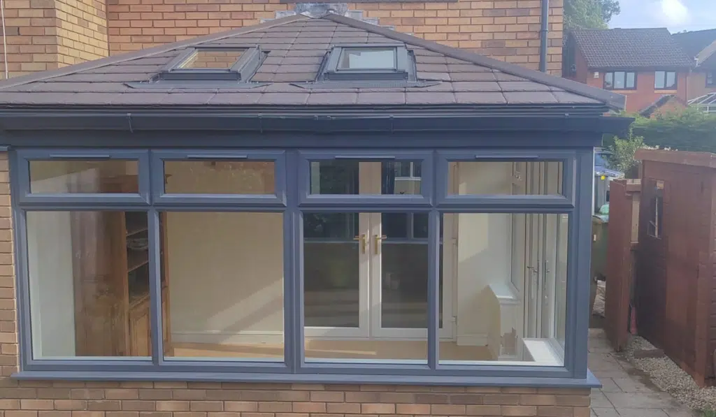 tiled consevatory roof with two vents