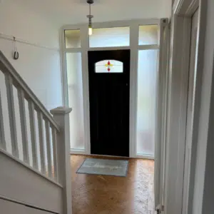 front door with stained glass