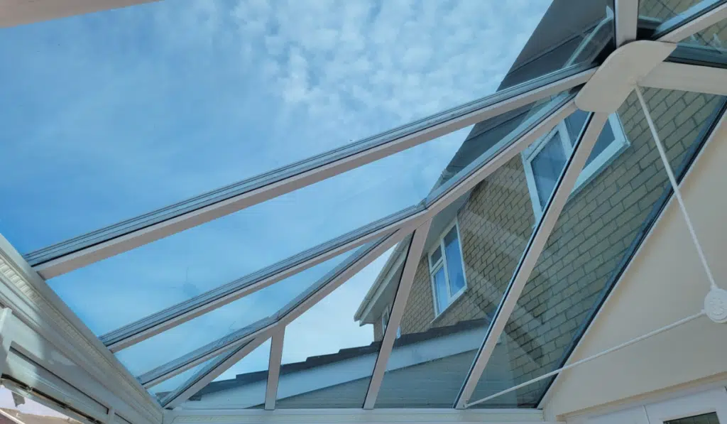 glass roof on conservatory