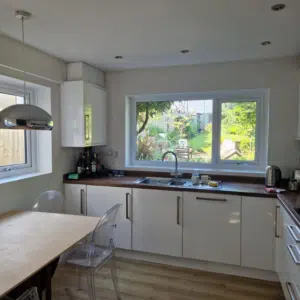 large kitchen white upvc window