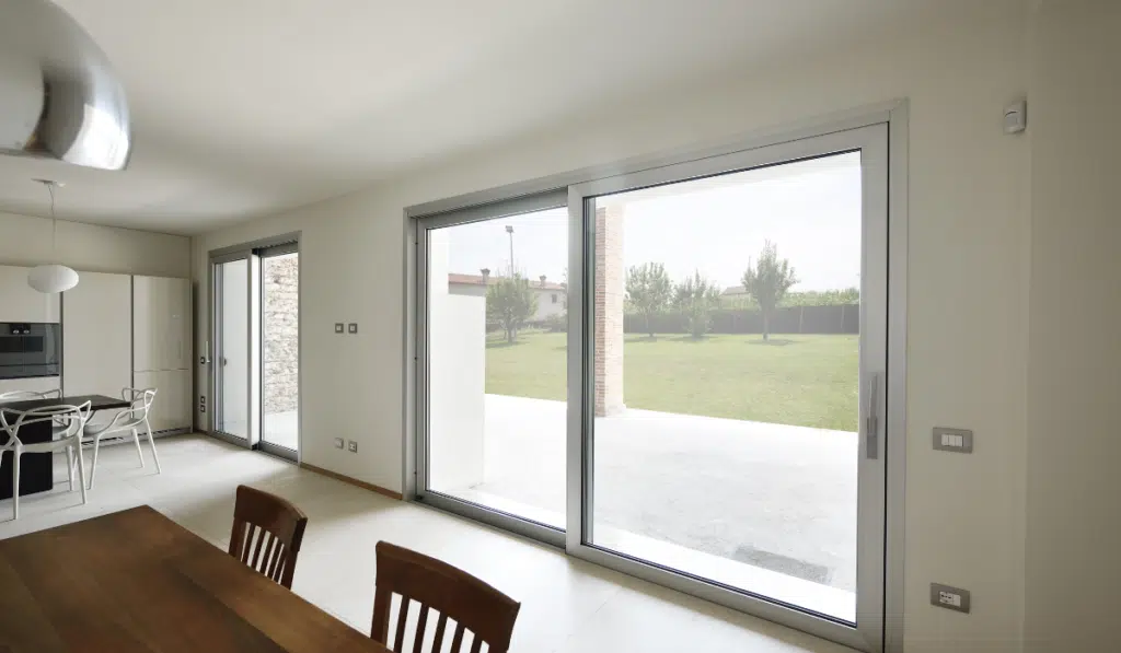 silver aluminium sliding doors