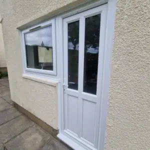 back door with divided glazed door and side window