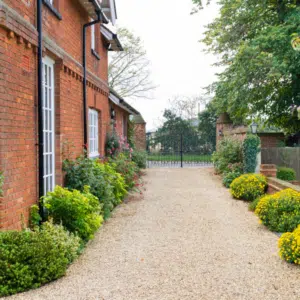 back of traditional house with georgian windows