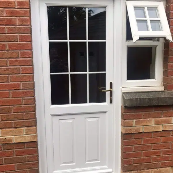 white stable back door with georgian top half