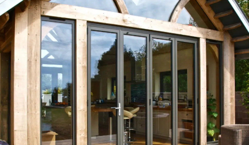 3 metre bifold doors and wooden gable